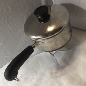 Vintage Revere Ware copper bottom stainless   1 quart saucepan with lid